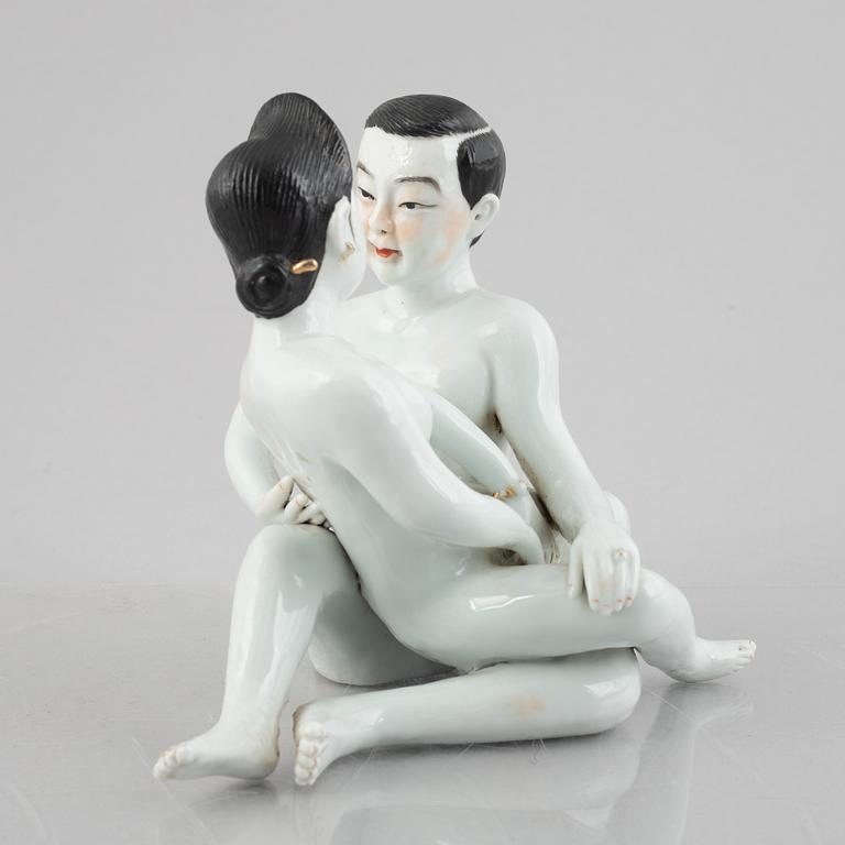 Two Chinese erotic porcelain figures, first part of the 20th century.