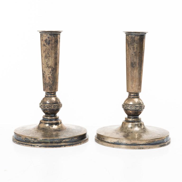 A pair of silver candelabra, MGAB, Uppsala 1951.