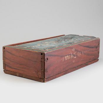 A SWEDISH WOODEN BOX, dated 1818.