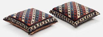 a pair of bags/cushions, Gendje, South Caucasus, c. 50 x 58 cm.