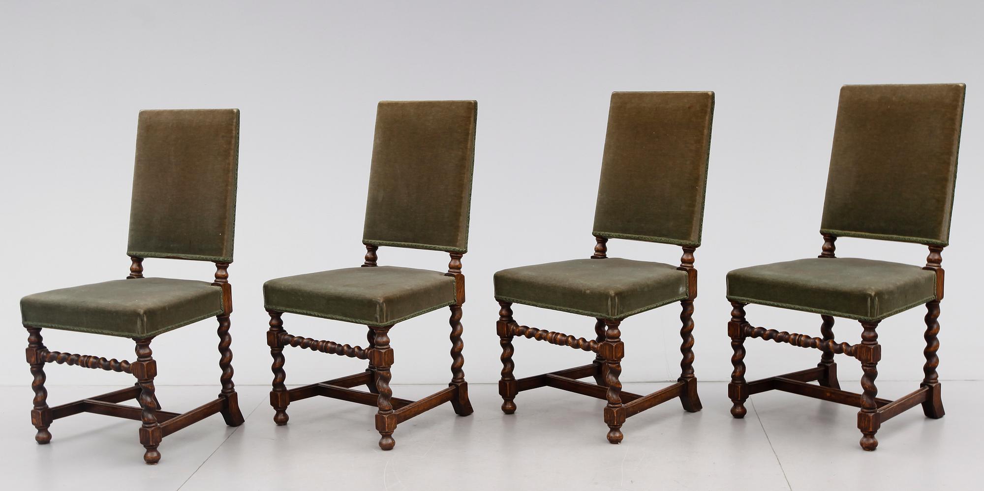 STOLAR, 4 st, barockstil, 1900-talets första hälft.