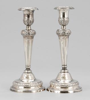 1204. LJUSSTAKAR, silver, ett par, Sv importstmplr 1849, möjl Norge.