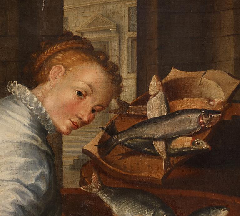 Joachim Beuckelaer Follower of, A Fish Market.