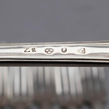 BORDSGAFFLAR, 6 st, silver, Pehr Zethelius, Stockholm 1803/05/06. Vikt ca 305 gram.
