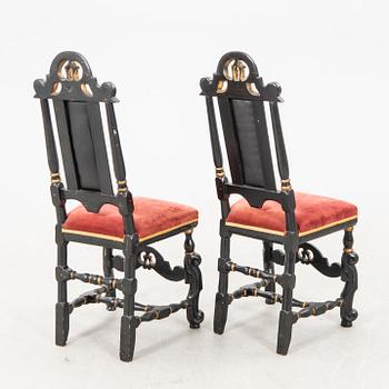A öair of Swedish 18th century Baroque chairs.