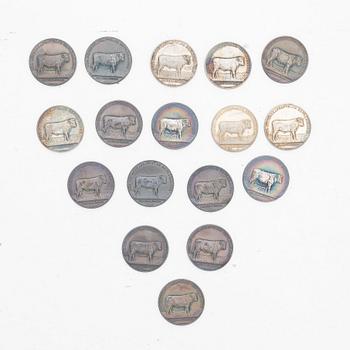 Medals, 17 pcs, silver, Kungliga Myntverket, Sweden, circa 1900.