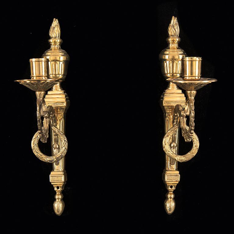 A pair of brass wall candle sticks from Ikea, 1990s.