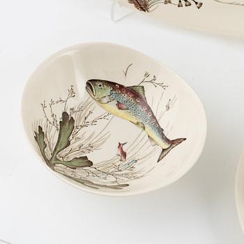 A set of ten plates a bowl and a dish. 'Fish' Johnson Brothers England.