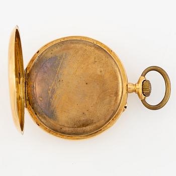 Pocket watch with chain, 18K gold.