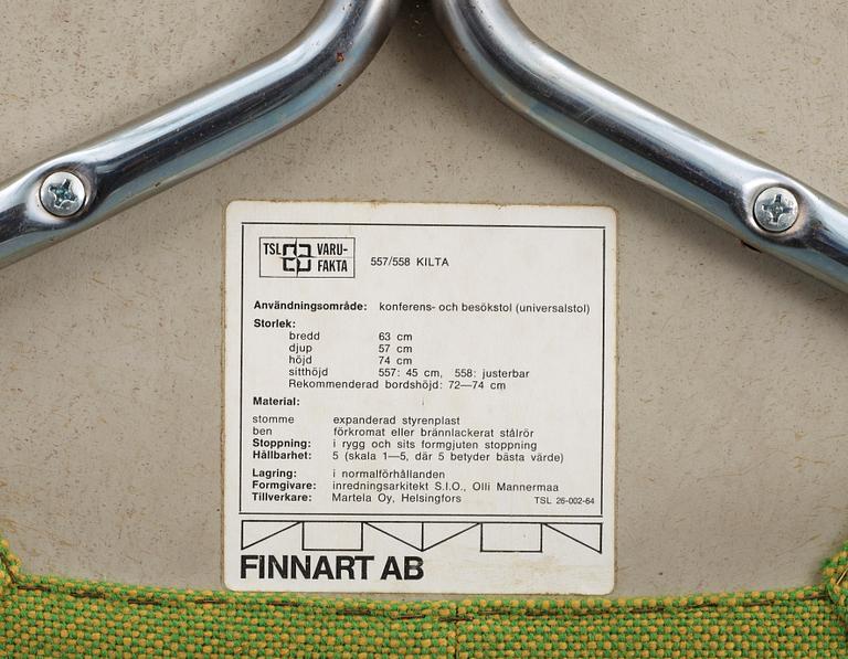 KARMSTOLAR, ett par, Finnart ab, Martela Oy, Helsingfors, Olli Mannermaa, 1900-talets andra hälft.