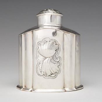 Johan Collin, teburk, stor, silver, Stockholm 1745. Senbarock.
