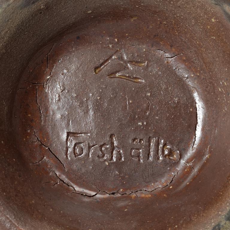 Allan Ebeling, skål med lock, och skålar, 2 st, glaserad keramik, Torshälla 1930-tal.