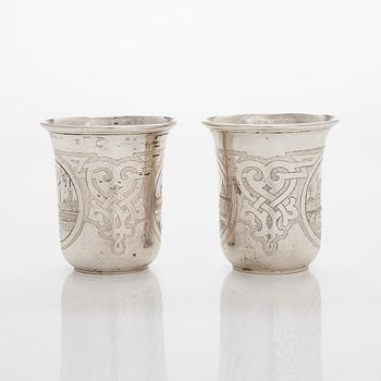 A pair silver cups, Moscow 1862.