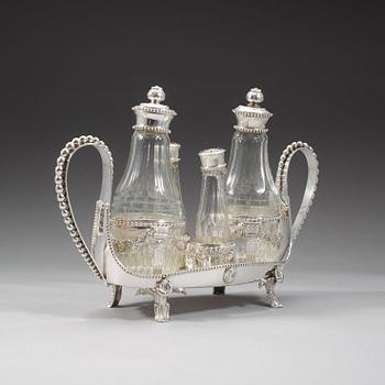 A Swedish 18th century silver cruet-set, Anders Brandt, Norköping 1786.