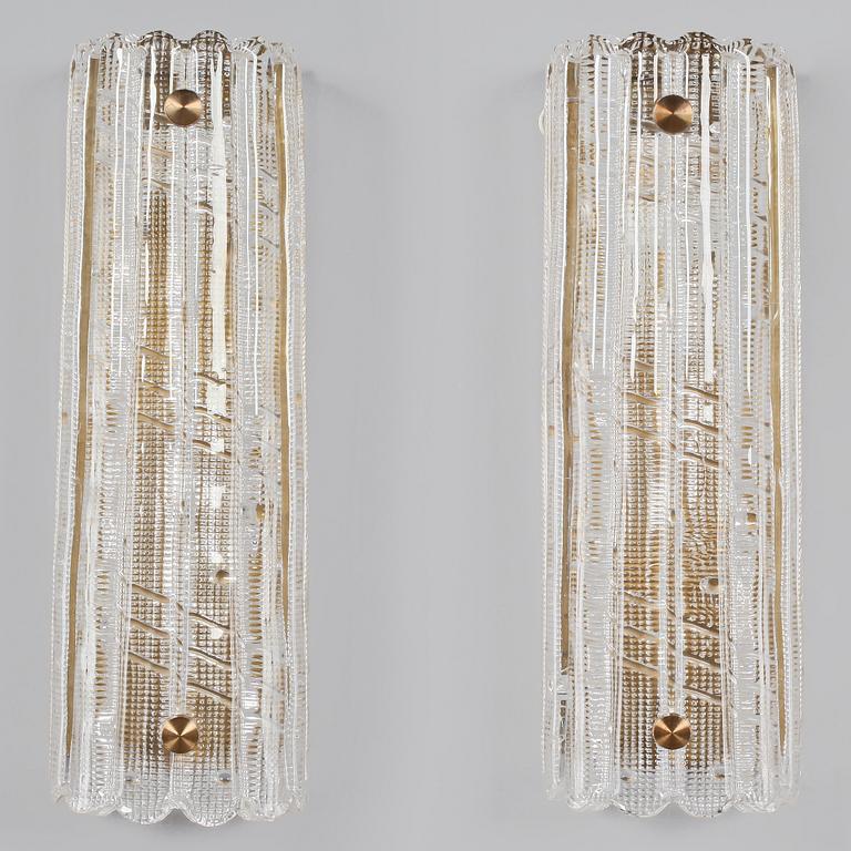 VÄGGLAMPOR, ett par, Carl Fagerlund, Fagerlund, Orrefors, 1900-talets andra hälft.