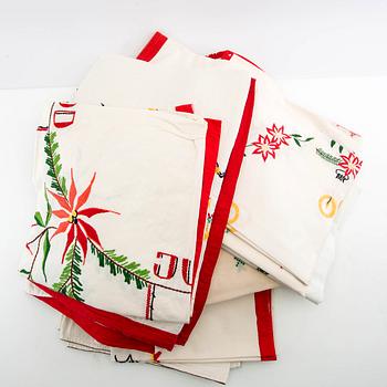 A collection of Christmas tablecloths, 13 pcs in larger sizes, 20th century.
