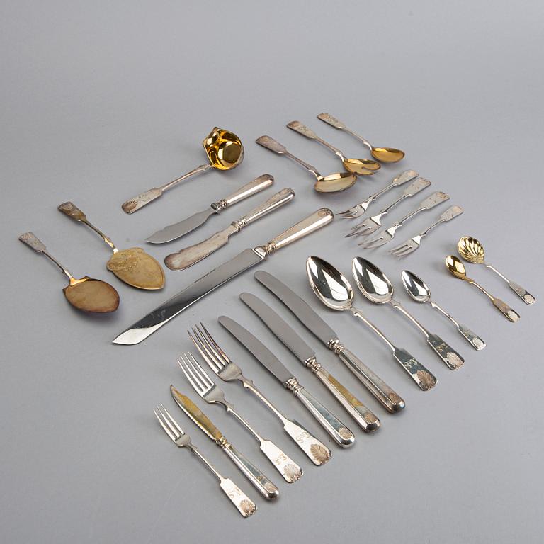 A Finnish 20th century set of 72 pcs of silver cutlery marks of Åbo different makers, total weight ca 2480 gr.