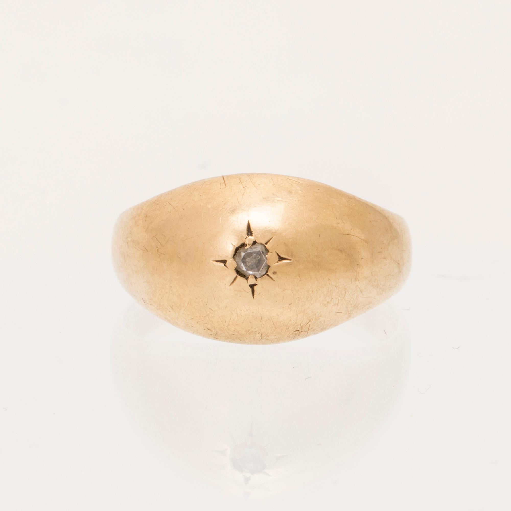 Ring 14K guld och rosenslipad diamant.