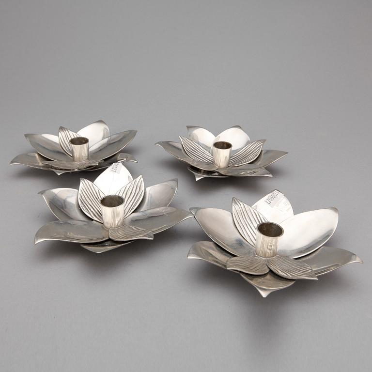 LJUSSTAKAR, 4 st, tenn, "Lotus" Björn Trägårdh, Firma Svenskt Tenn Stockholm 2008.
