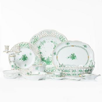 A 42-piece 'Chinese Bouquet' porcelain service and six 'Waldstein rose' coffee cups with saucers, Herend, Hungary.