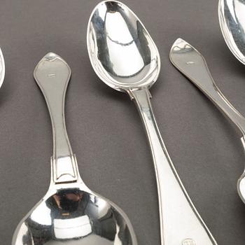 A Swedish set of six silver spoons mark of M Söderberg Visby 1800, weight ca 442 gr.