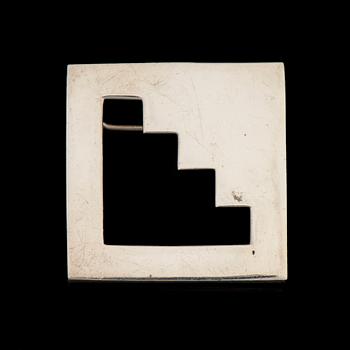 A PAULIINA AARIKKA JEWELLERY SET, "STEPS" BROOCH and EARRINGS, silver, 1988.