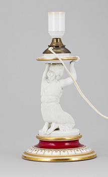 BORDSLAMPA, parian samt porslin, Royal Copenhagen, 1800-talets slut.