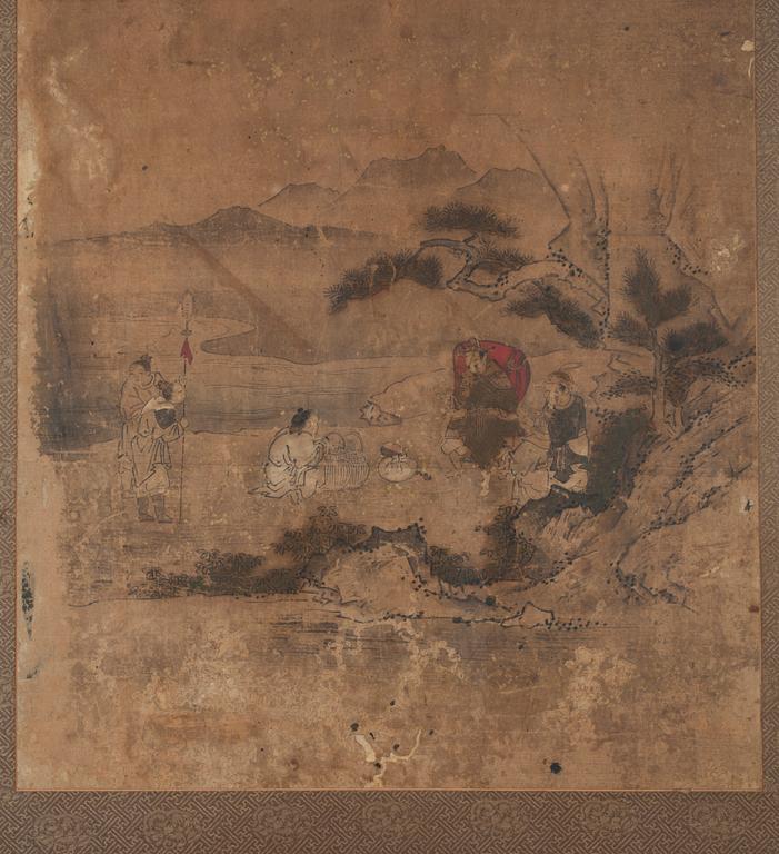 A Korean painting of figures in a landscape, anonymous artist, 18th/19th Century.