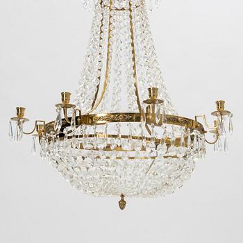 A contemporary Empire style chandelier for eight candles.