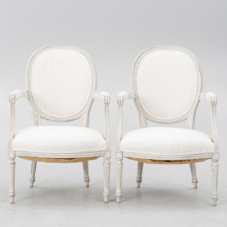 Armchairs, a pair, Gustavian style, 20th century.