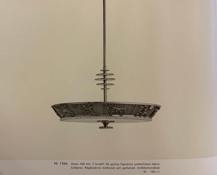 Bröderna Malmströms Metallvarufabrik, a ceiling lamp model "1566", Malmö, 1940s.