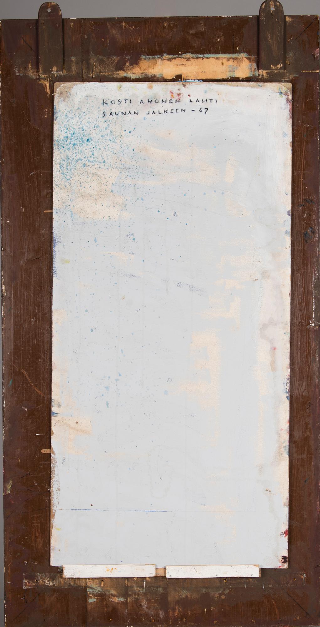KOSTI AHONEN, oil and collage on board, painted wood relief, signed and dated -67.