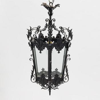 A painted metal lantern, Spain, 20th Century.