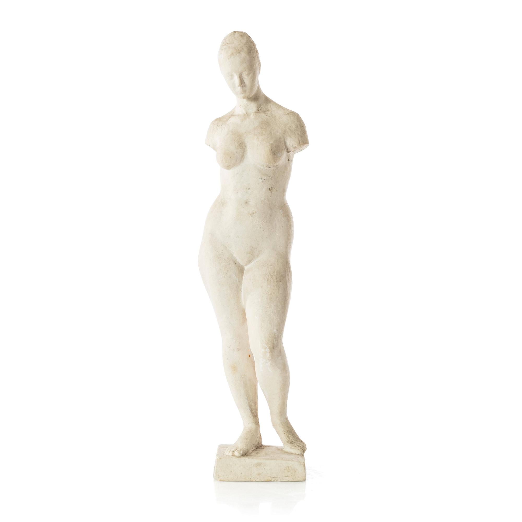 Gudmar Olovson, skulptur. Gips. Osignerad. Höjd 59 cm, längd 14 cm.