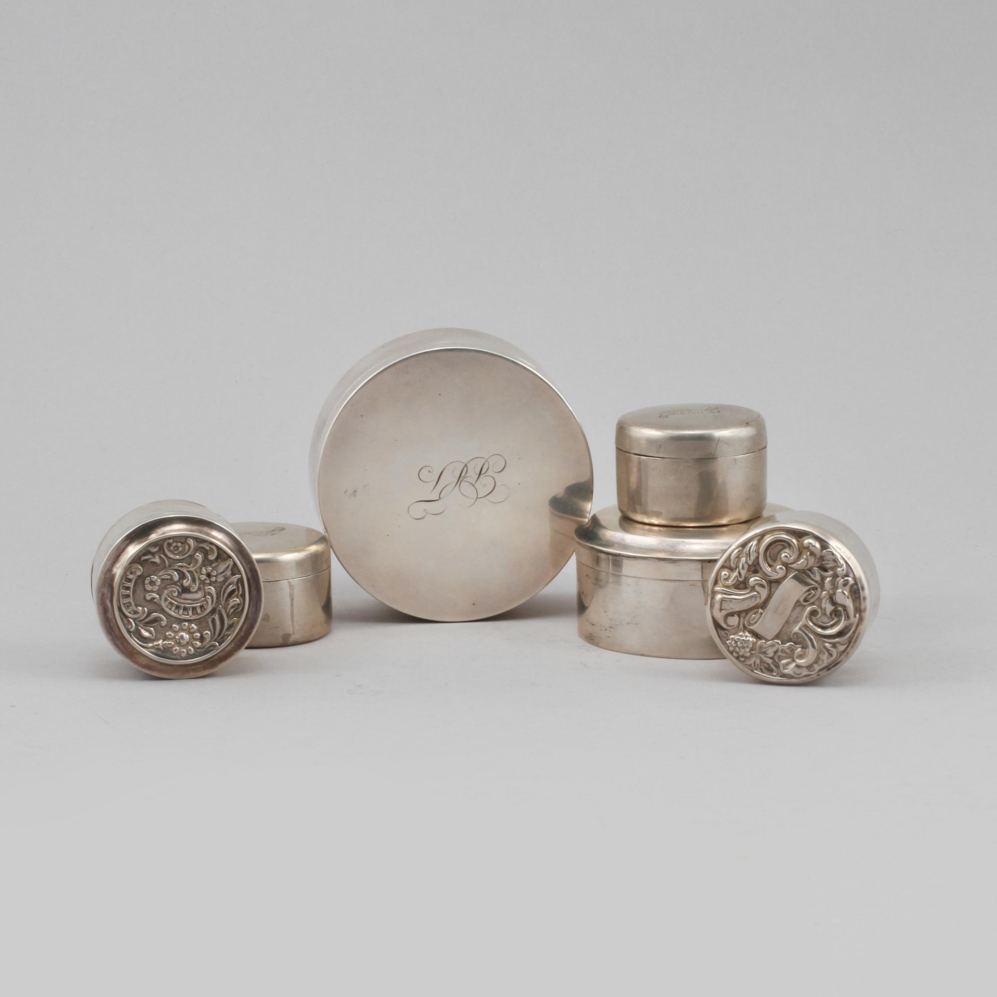 DOSOR, 6 st, silver, Sverige, 1800-tal, vikt 380 gram.