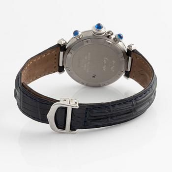 Cartier, Pasha, wristwatch, chronograph, 35,5 mm.