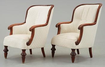 FÅTÖLJER, ett par, 1800-talets slut.