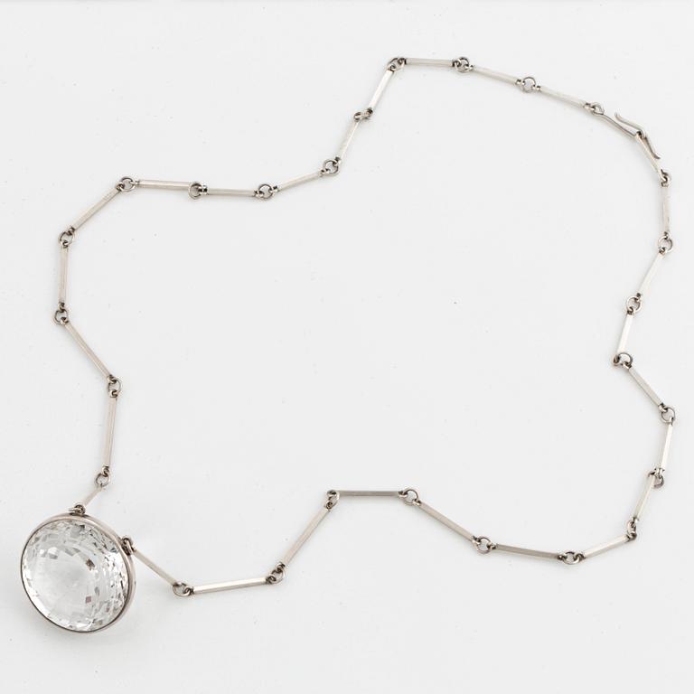 Wiwen Nilsson, a sterling and rock crystal necklace, Lund, Sweden 1965.