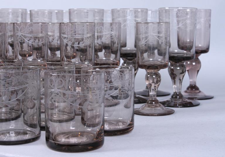 GLASSERVIS, 35 st, Reijmyre, modell "Antik". 1900-tal.