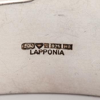 Björn Weckström, A sterling silver and leather bracelet "Inclination". Lapponia 1985.