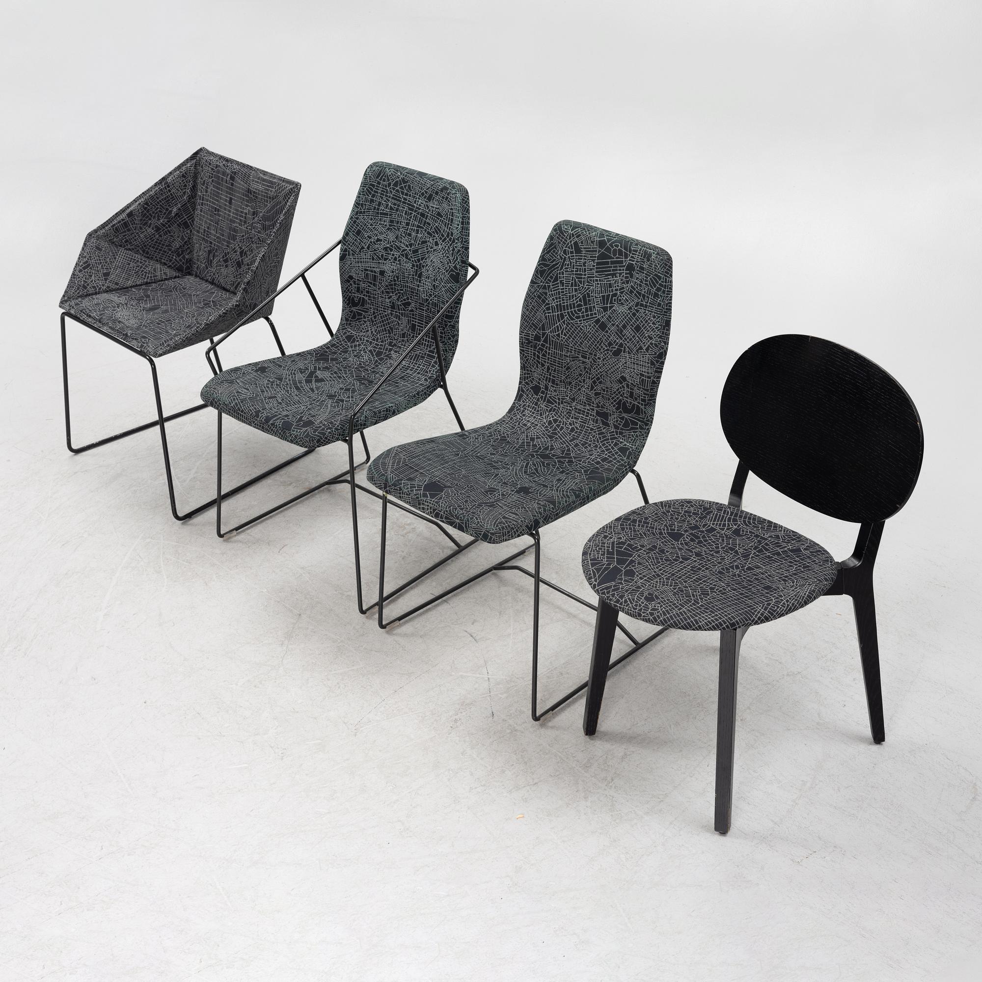 Claesson Koivisto Rune, 11 chairs and armchairs, various models, upholstered in the fabric "Metropolis", from the 2000s.