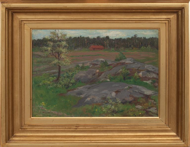 ERIK TRYGGELIN, olja på pannå, signerad och daterad, 1907.