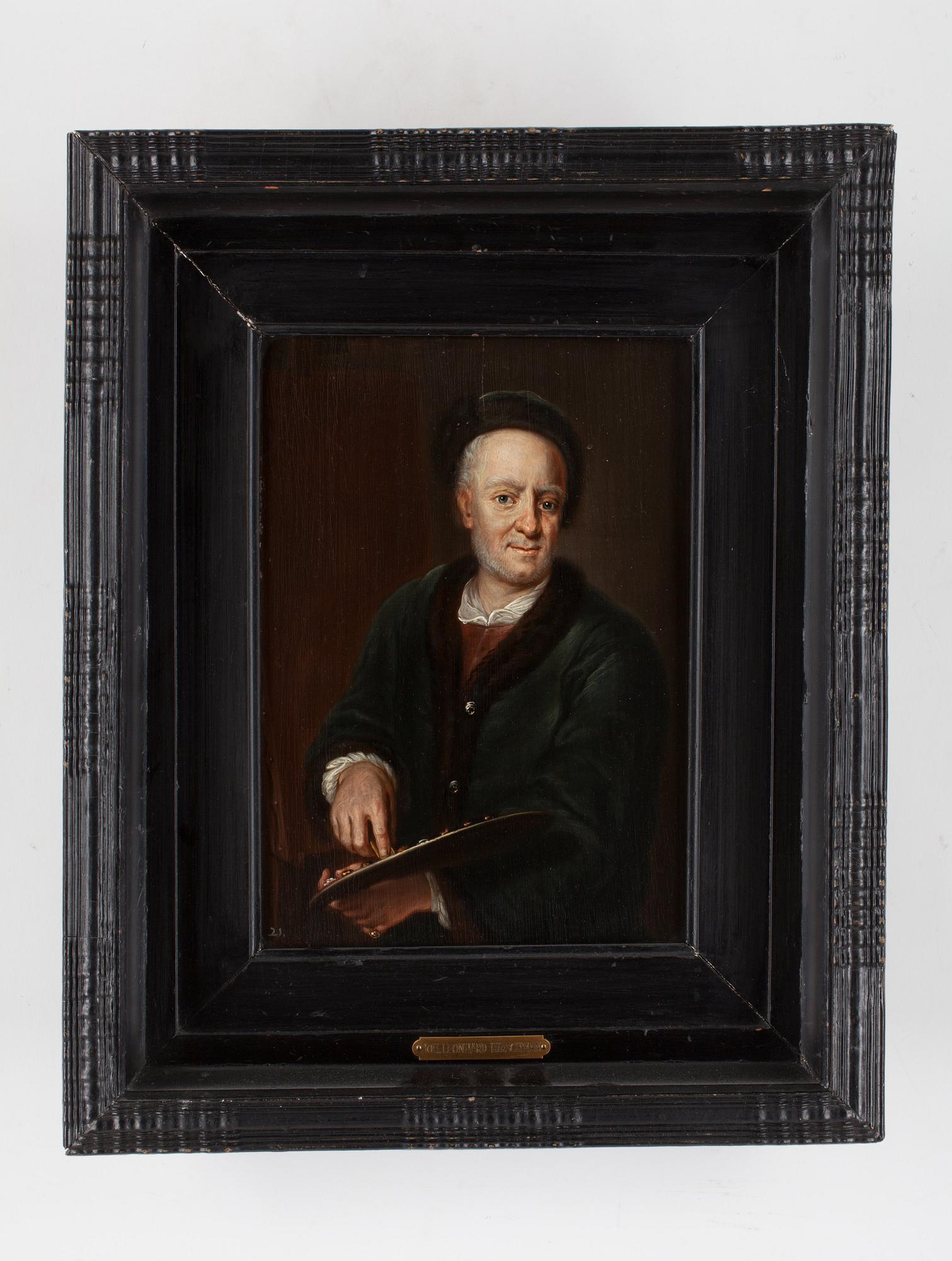 Johann Leonhard Hirschmann Tillskriven, Porträtt av en målare med palett.