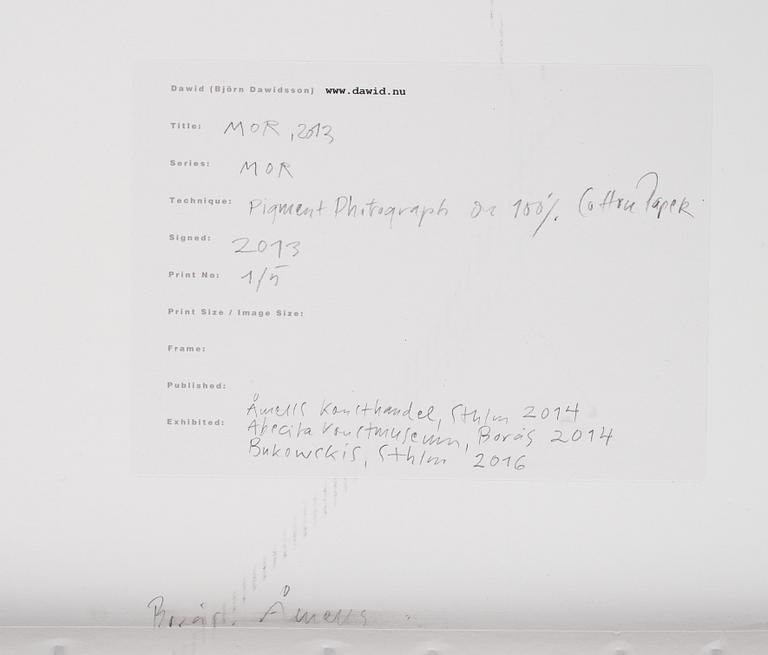 Dawid (Björn Dawidsson), "MOR No. 1", 2013.