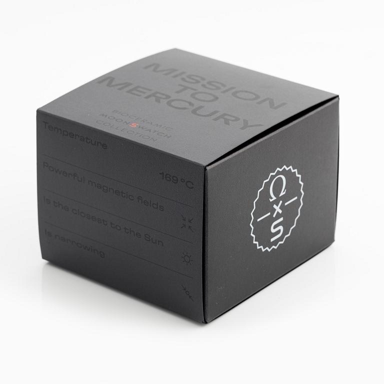 Swatch/Omega, MoonSwatch, Mission to Mercury, chronograph, wristwatch, 42 mm.