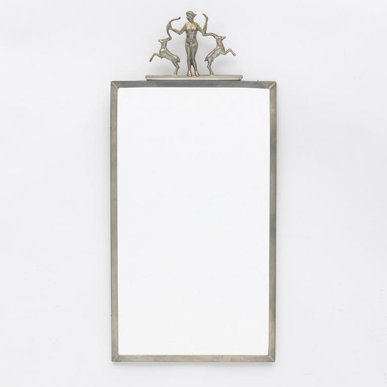 A pewter frame mirror, Fabriksaktiebolaget Kronsilver, 1933.
