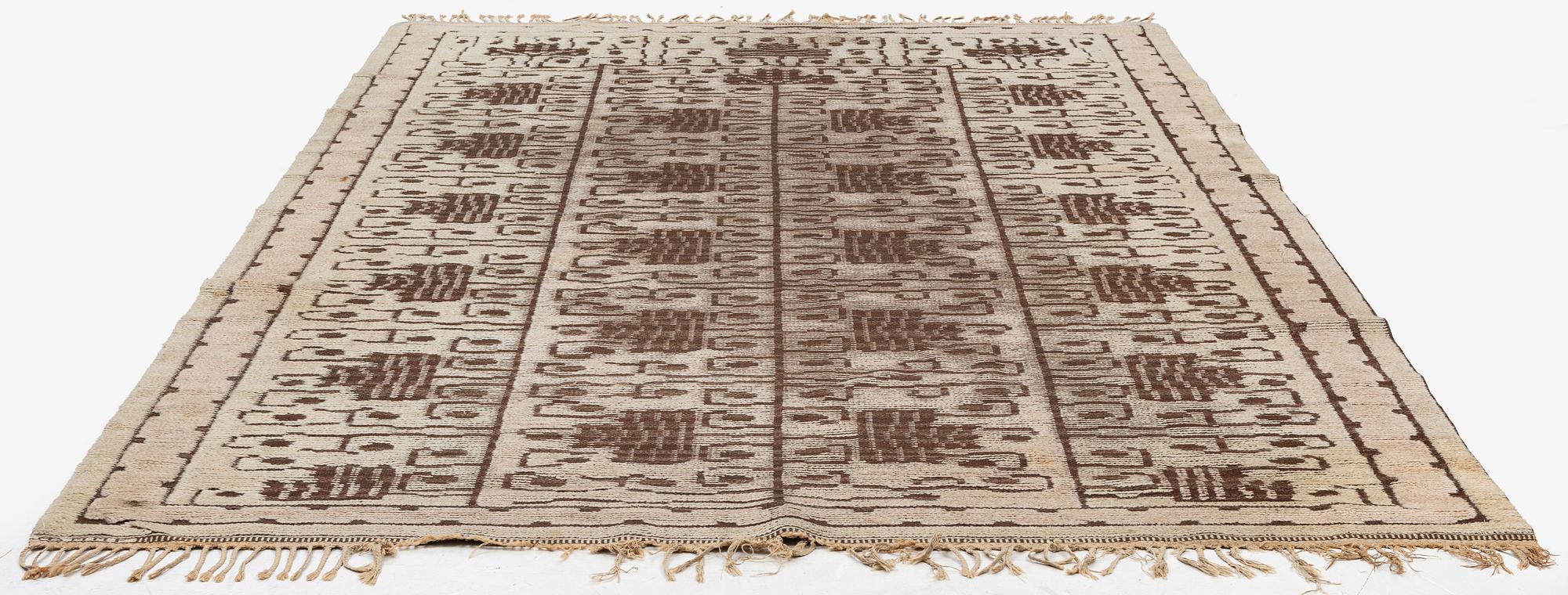 Märta Måås-Fjetterström, A 'Skvattram' carpet, knotted pile in relief, ca 365 x 228 cm, signed AB MMF.