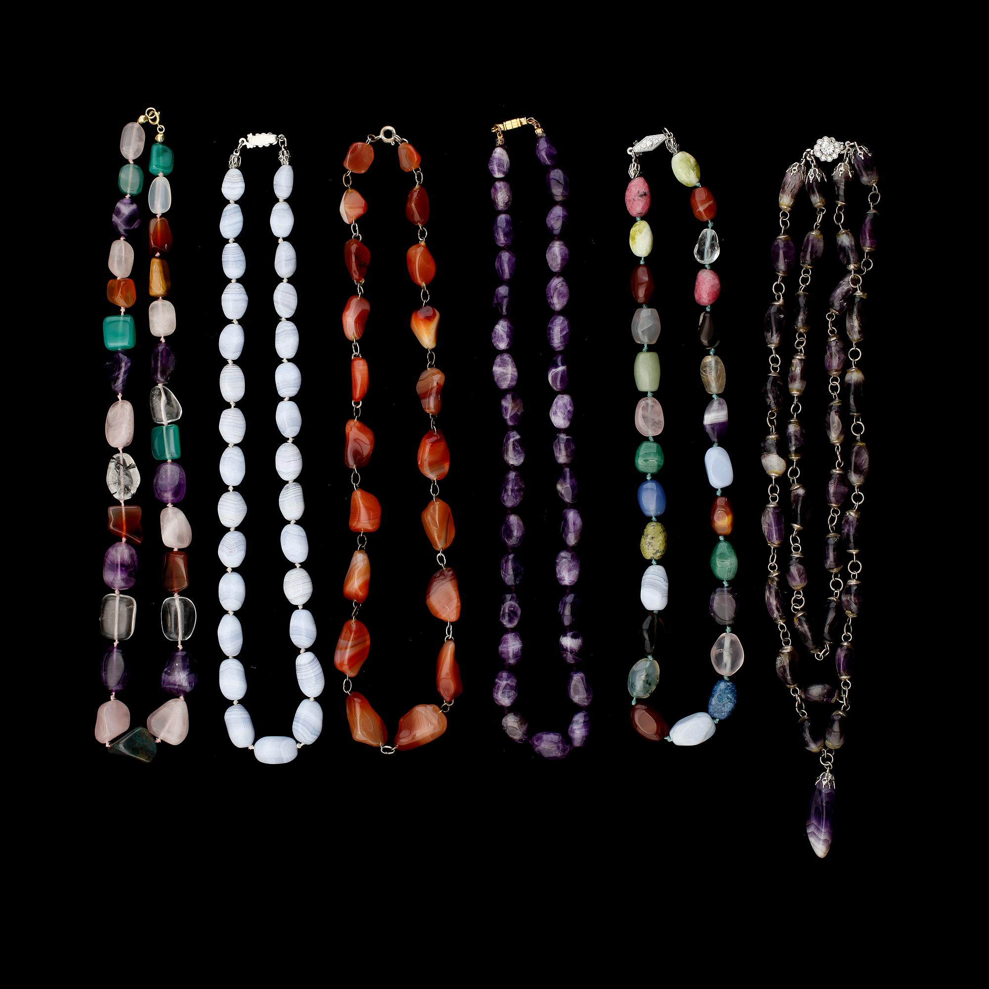 COLLIER, 6 st, halvädelstenar.