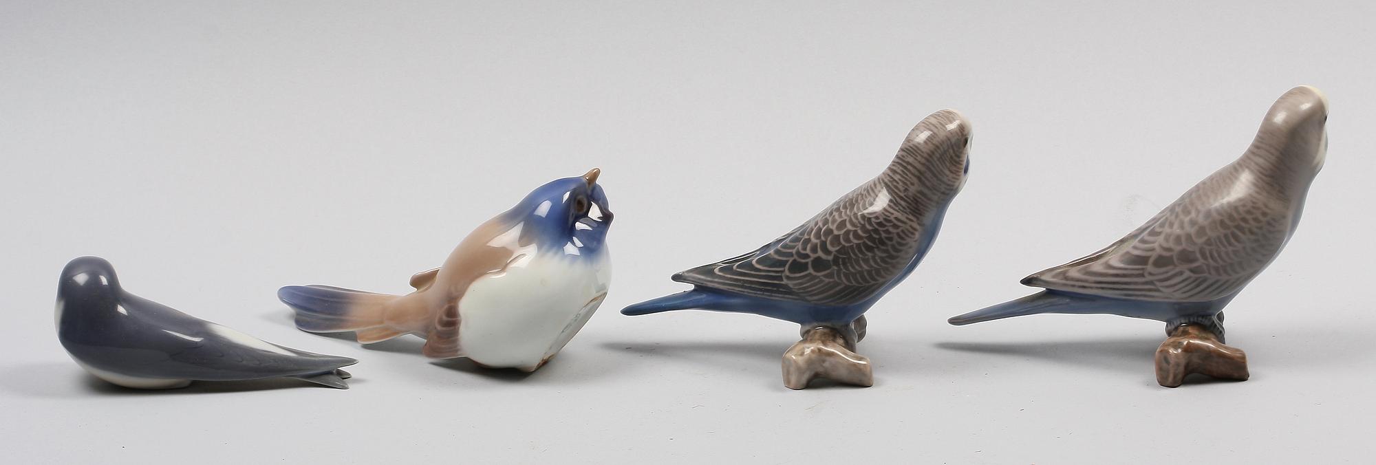 FIGURINER, 4 st. Porslin. Bing & Gröndahl och Kunglig dansk.