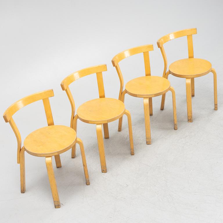 Alvar Aalto, stolar, 4 st, modell 69, Artek, Finland, 1900-talets andra hälft.